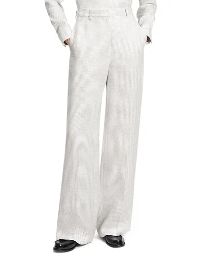 Theory B.mel Houndstooth Check Linen Blend Pants In Grey