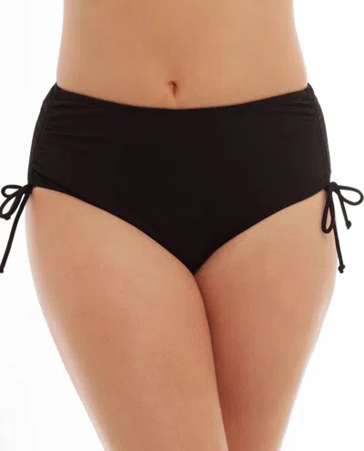 Caribbean Joe Back Plus Size Adjustable Side Tie Tankini Bottom In Black In Black