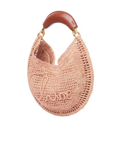 Chloé Chloe Women Antiqued Pink Raffia Banana Handbag In Neutral