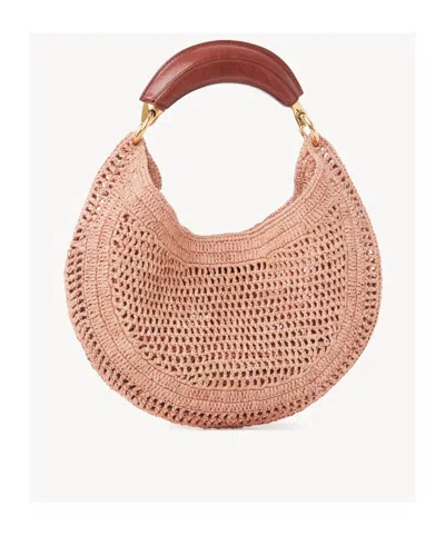 Chloé Chloe Women Antiqued Pink Raffia Banana Handbag In Neutral