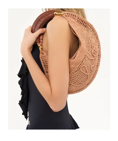 Chloé Chloe Women Antiqued Pink Raffia Banana Handbag In Neutral