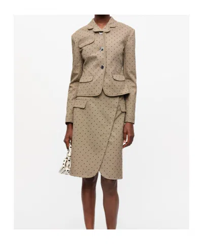 Ganni Flock Check Suiting Blazer In Gray