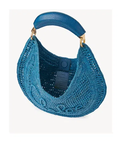 Chloé Chloe Women Teal Green Raffia Banana Handbag In Blue