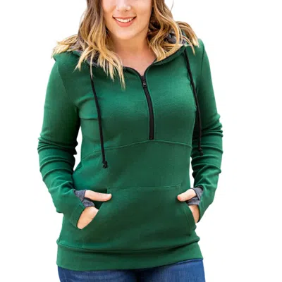 Michelle Mae Evergreen Half Zip Hoodie In Green