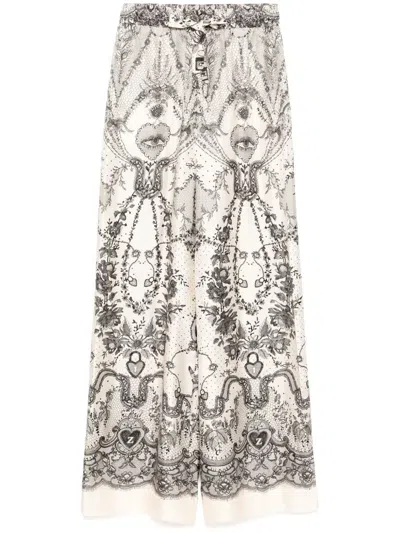 Zimmermann Wide Crush Trousers In Silk In Gray