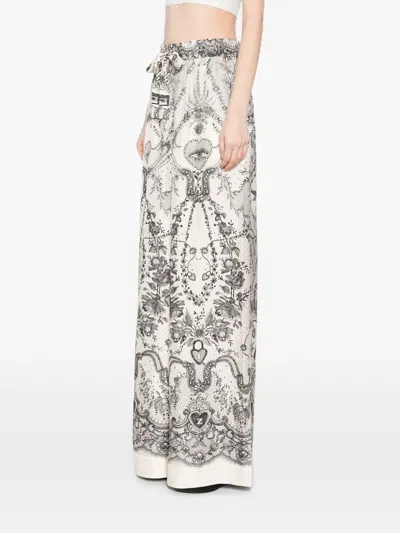Zimmermann Wide Crush Trousers In Silk In Gray