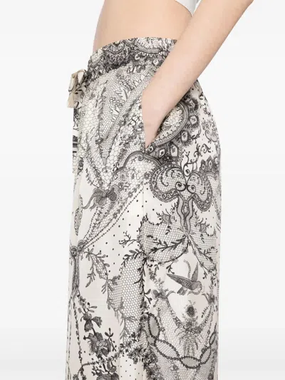 Zimmermann Wide Crush Trousers In Silk In Gray