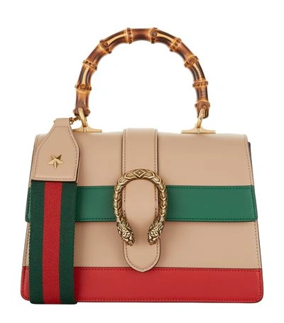Shop Gucci Small Dionysus Stripe Bamboo Top Handle Bag In Camel/multi