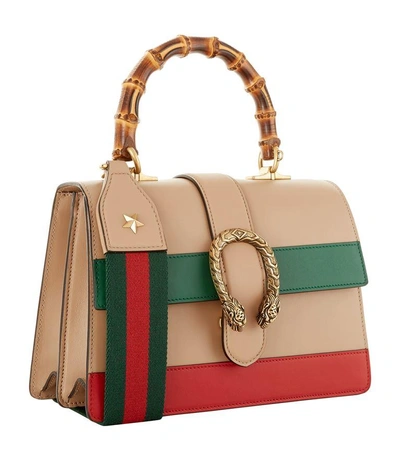 Shop Gucci Small Dionysus Stripe Bamboo Top Handle Bag In Camel/multi