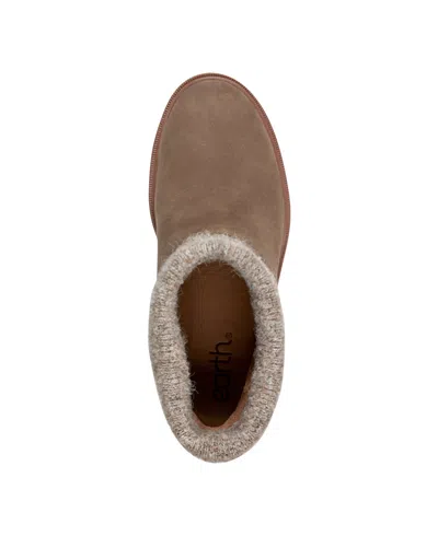 Earth Women's Gresa Cozy Waterproof Block Heel Booties In Brown Leather