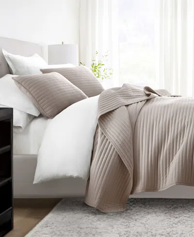 Ienjoy Home Stripe Stitch 2-pc. Quilt Set, Twin/twin Xl In Latte