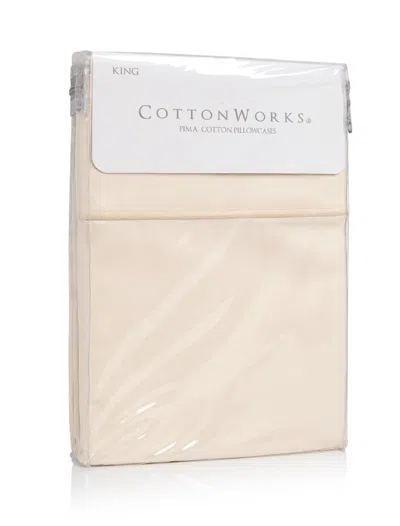 Cottonworks 1000 Thread Count 100% Pima Cotton Sateen Pima Cotton Pillowcase Pair, King In Ivory