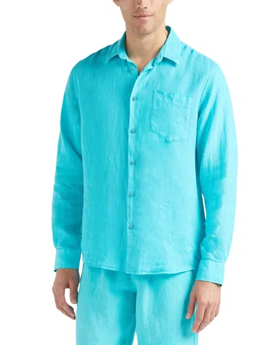 Vilebrequin - Caroubis Linen Long Sleeved Shirt In Santorini Blue Crsh9u10