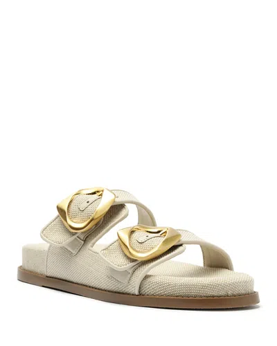 Schutz Olga Sporty Buckle Slide Sandals In Beige