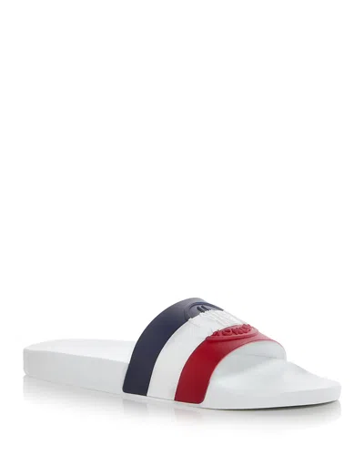 Moncler Basile Embossed Logo Slides In White