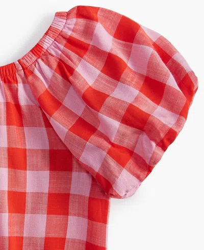 Epic Threads Girls Gingham Smocked Top, Exclusively At Macy's In Mandarin R