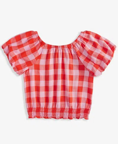Epic Threads Girls Gingham Smocked Top, Exclusively At Macy's In Mandarin R