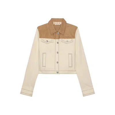 Marni Two-tone Cowboy Jacket In White