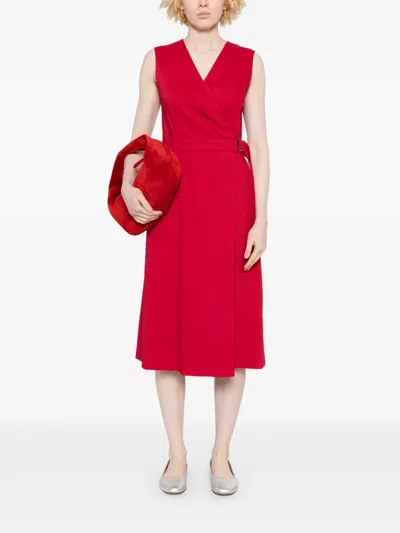 Theory A-line Midi Dress In Red