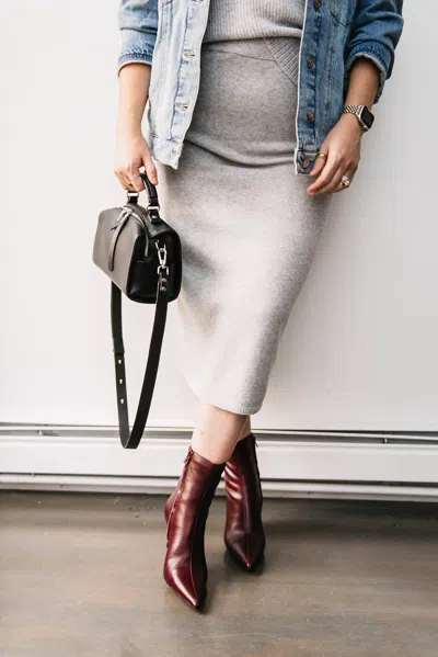 Black Tape Midi Sweater Skirt In Heather Grey In Grey