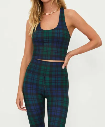 Beach Riot Performance Bra Yara Top In Winter Green Plaid In Multi