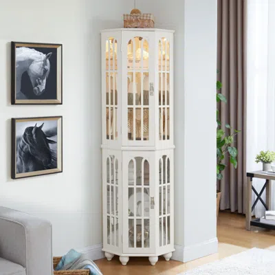 Streamdale Furniture Streamdale Corner Curio Cabinet With Adjustable Glass Shelves And Mirrored Back