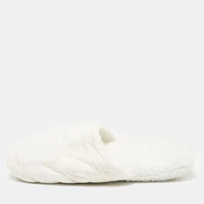 Pre-owned Versace White Fabric Towe Medusa Print Flat Slides Size L