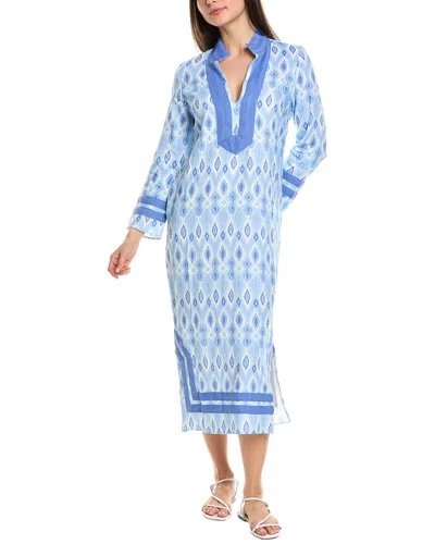 Sail To Sable Classic Linen-blend Maxi Tunic In Blue