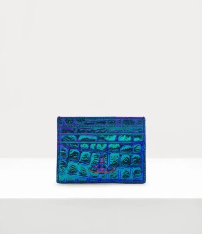 Vivienne Westwood Flat Card Holder Iridescent Croc Peacock One Size Women