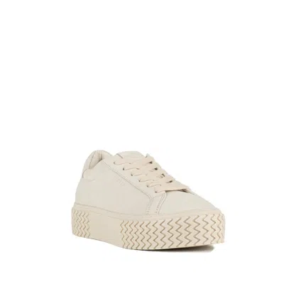 Copenhagen Snkeakers With Cream Grooved Platform Sole In White