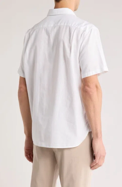 Vince Classic Fit Short Sleeve Linen Blend Button-up Shirt In White