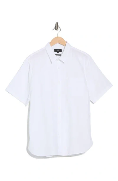 Vince Classic Fit Short Sleeve Linen Blend Button-up Shirt In White