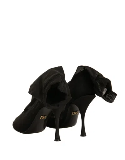 Pre-owned Dolce & Gabbana Black Silk Mesh Sock Style Heels Boots Women's Shoes ()