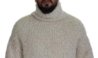Dolce & Gabbana Cream Wool Knit Turtleneck Pullover Sweater In Cream