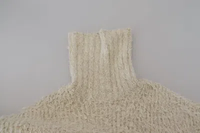 Dolce & Gabbana Cream Wool Knit Turtleneck Pullover Sweater In Cream