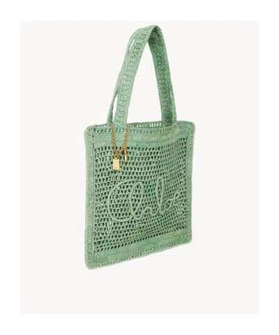 Chloé Chloe Women Green Raffia Estate Banana Shopping Bag