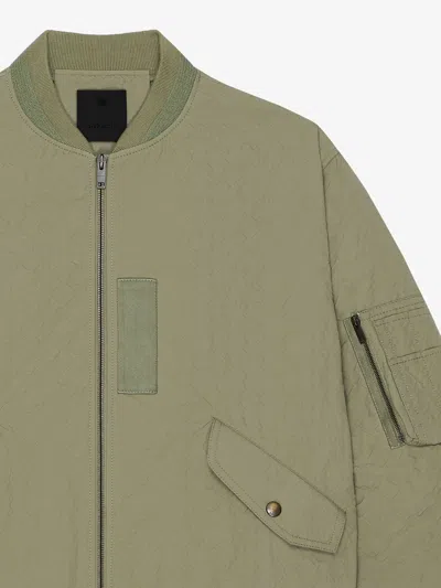 Givenchy Men's Nylon Bomber Jacket In Green