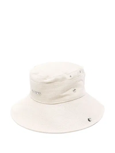 Jacquemus Adjustable Straps Wide Brim Hat In Beige