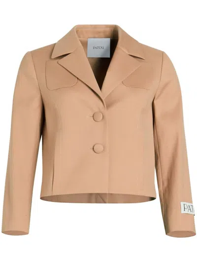 Patou Short Blazer Patch Detail In Praline