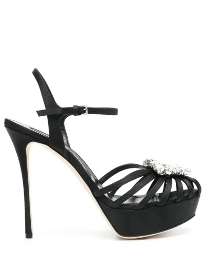 Sergio Rossi 120mm Crystal-detailing Sandals In Black