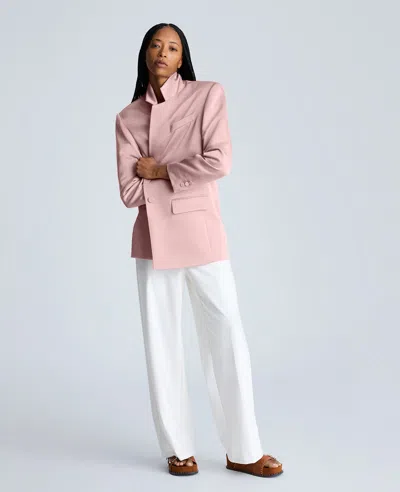 Kenneth Cole Satin Twill One Button Notch Collar Jacket In Rosé