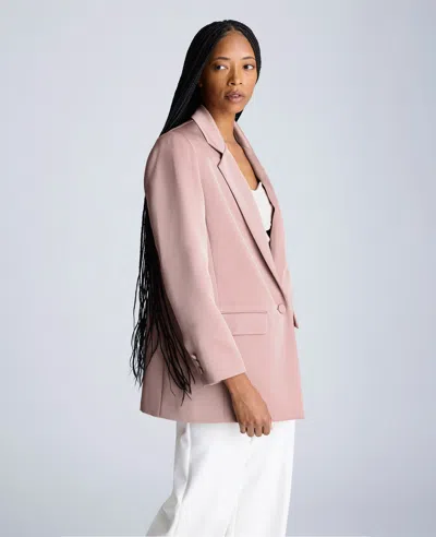 Kenneth Cole Satin Twill One Button Notch Collar Jacket In Rosé
