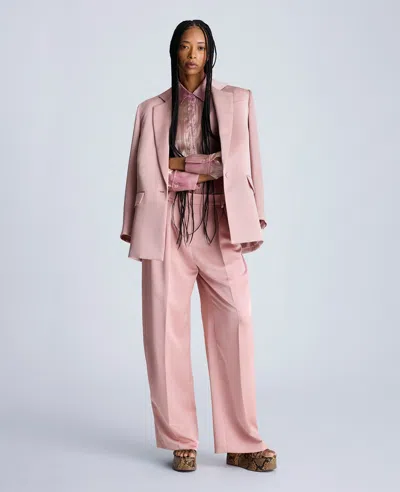 Kenneth Cole Satin Twill One Button Notch Collar Jacket In Rosé