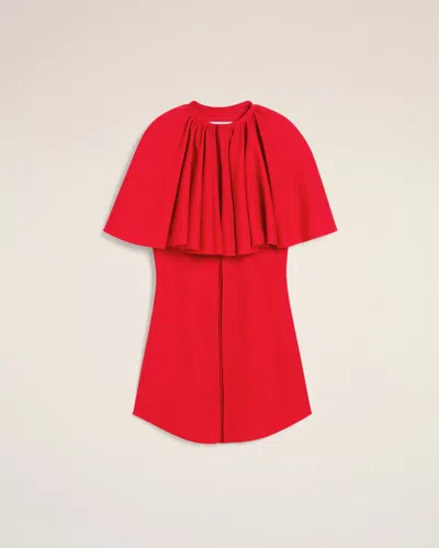 Ami Alexandre Mattiussi Red Wool Shirt Dress With Ruff Red In Poppy