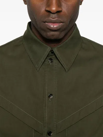 Bottega Veneta Light Cotton Twill Short Sleeved Shirt In Green