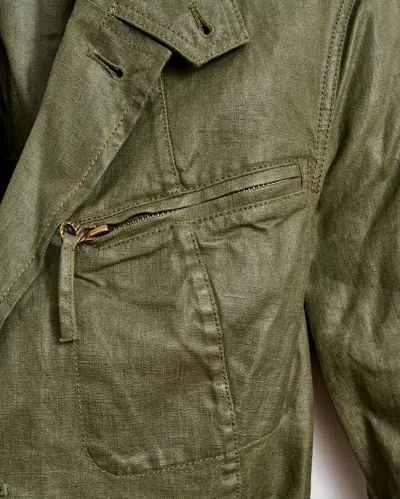 Billy Reid Coated Linen Hacking Jacket In Shadow