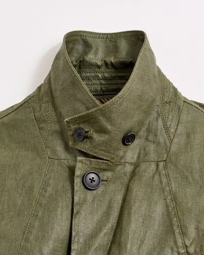 Billy Reid Coated Linen Hacking Jacket In Shadow