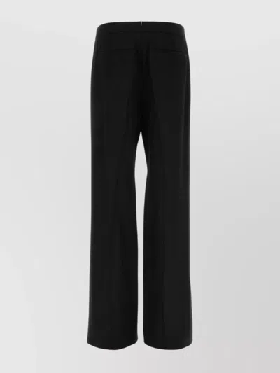 Saint Laurent Wool Trousers With Wide Leg And Crease In Black