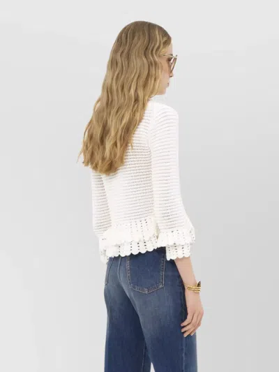 Chloé Scalloped Ruffle Collared Cardigan