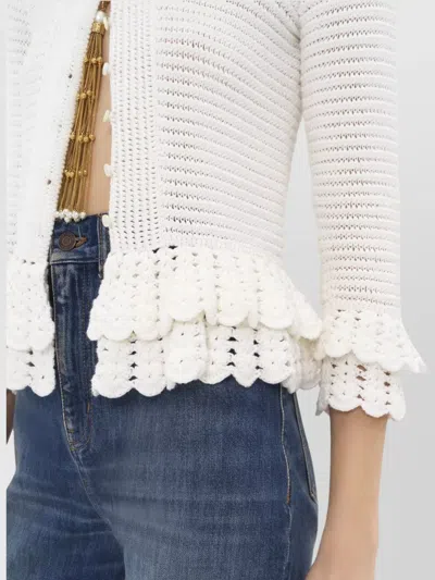Chloé Scalloped Ruffle Collared Cardigan